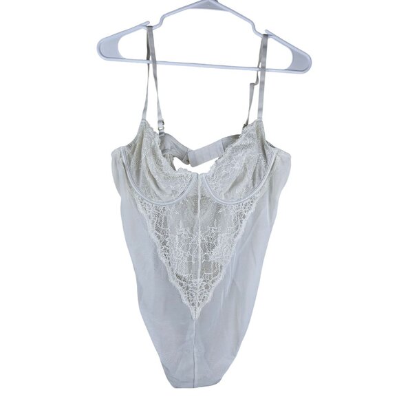 Abercrombie & Fitch White Lace Bodysuit Lingerie Adjustable Straps Snap Closure - Picture 1 of 4